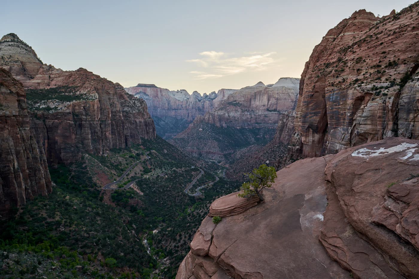 Sunlit canyon walls in Utah at golden hour